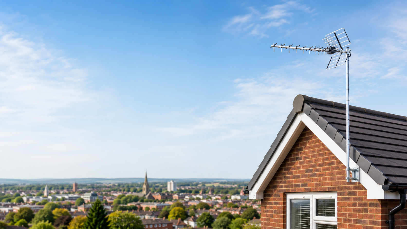 Roofline TV aerial installation on a Bedworth home